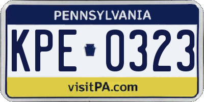 PA license plate KPE0323