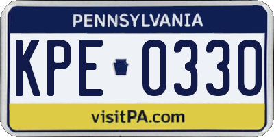 PA license plate KPE0330