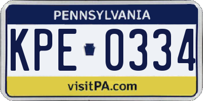 PA license plate KPE0334