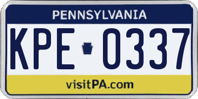 PA license plate KPE0337