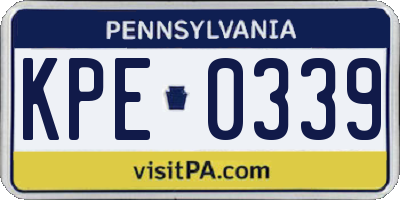 PA license plate KPE0339