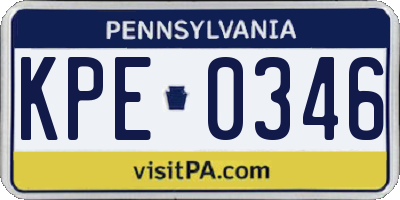 PA license plate KPE0346