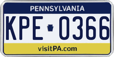 PA license plate KPE0366