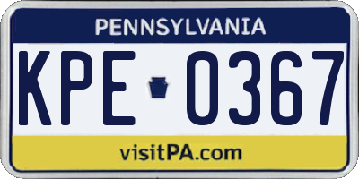 PA license plate KPE0367