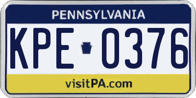 PA license plate KPE0376
