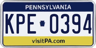 PA license plate KPE0394