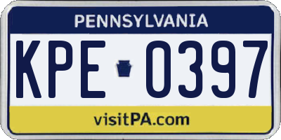 PA license plate KPE0397