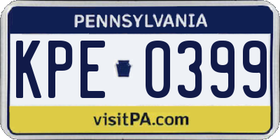 PA license plate KPE0399