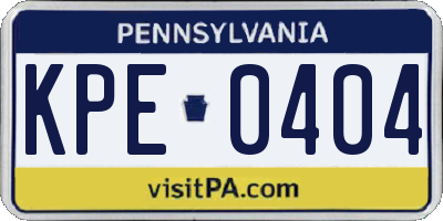 PA license plate KPE0404