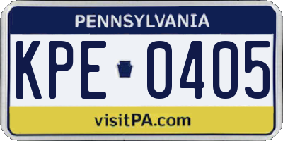 PA license plate KPE0405