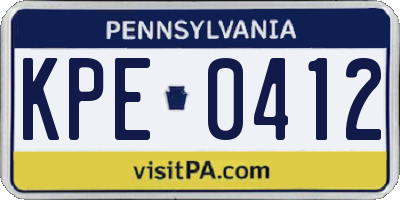 PA license plate KPE0412