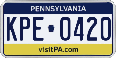PA license plate KPE0420