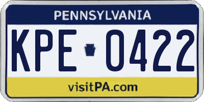 PA license plate KPE0422