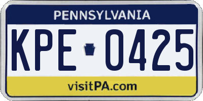 PA license plate KPE0425