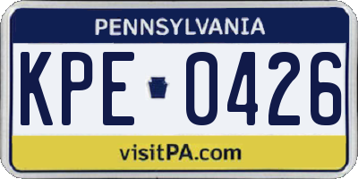 PA license plate KPE0426