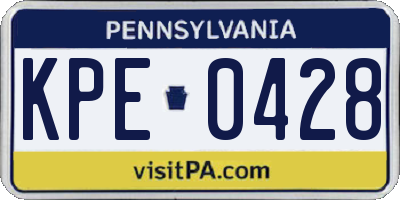 PA license plate KPE0428