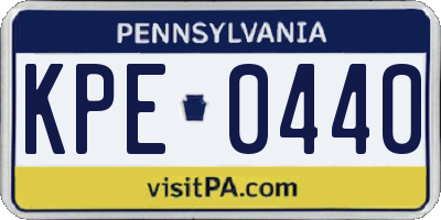 PA license plate KPE0440