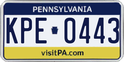 PA license plate KPE0443