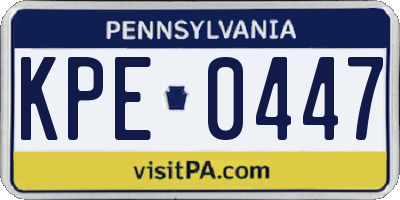 PA license plate KPE0447