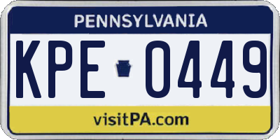 PA license plate KPE0449