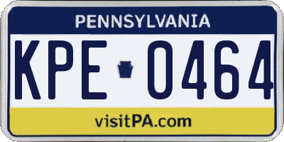 PA license plate KPE0464