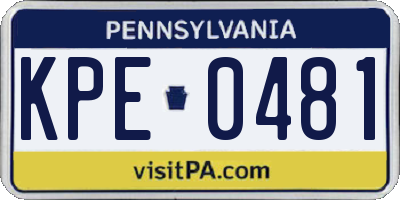 PA license plate KPE0481