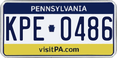 PA license plate KPE0486