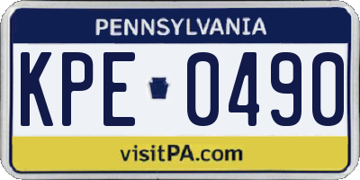 PA license plate KPE0490