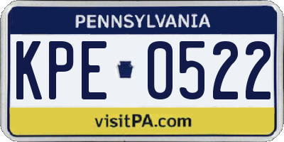 PA license plate KPE0522