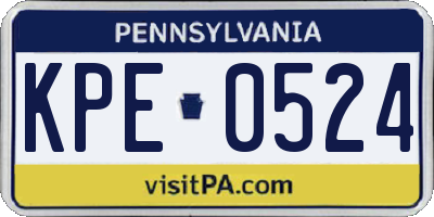 PA license plate KPE0524