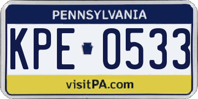 PA license plate KPE0533
