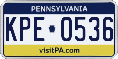 PA license plate KPE0536