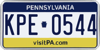 PA license plate KPE0544