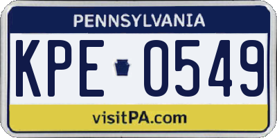 PA license plate KPE0549