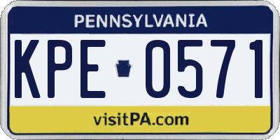 PA license plate KPE0571