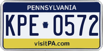 PA license plate KPE0572