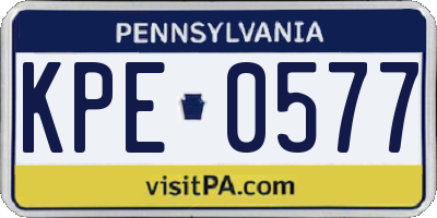 PA license plate KPE0577