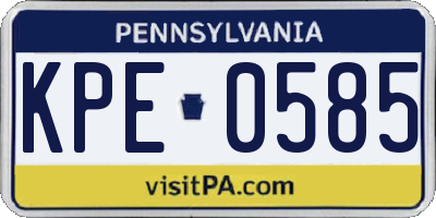 PA license plate KPE0585