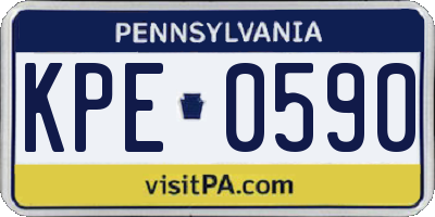 PA license plate KPE0590
