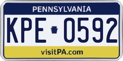 PA license plate KPE0592