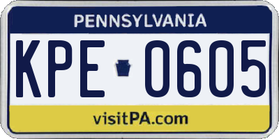 PA license plate KPE0605
