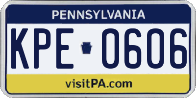 PA license plate KPE0606
