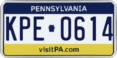 PA license plate KPE0614