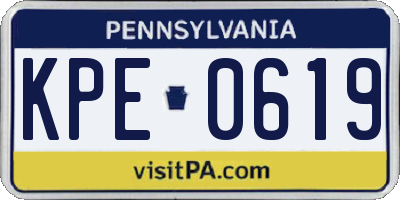 PA license plate KPE0619