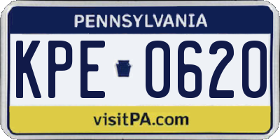 PA license plate KPE0620