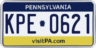 PA license plate KPE0621