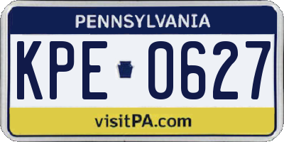 PA license plate KPE0627