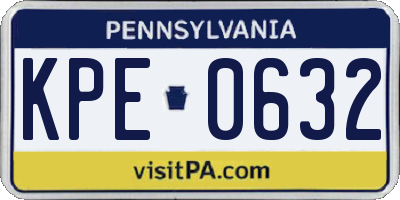 PA license plate KPE0632