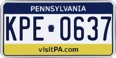 PA license plate KPE0637
