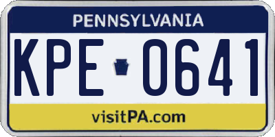 PA license plate KPE0641